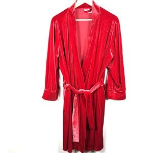 VTG‎ Y2K Gilligan & O'Malley Dressing Robe Red Velvet Bathrobe Loungewear L/XL
